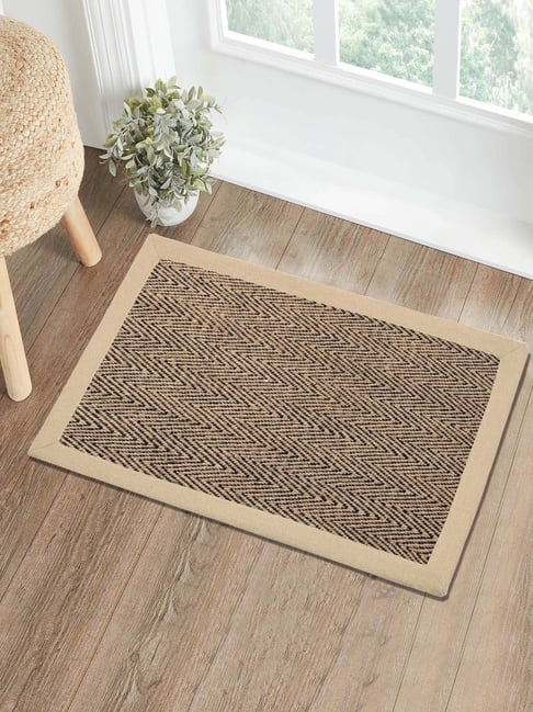 Saral Home Black Jute & Cotton Chevron Anti-Slip Doormat