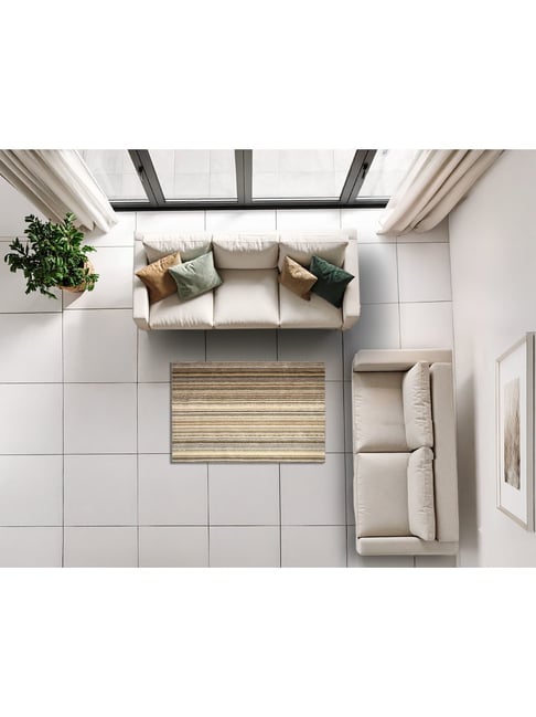 Saral Home Brown Polyester Stripes Antiskid Backing Modern Design Floor Carpet-picture-14