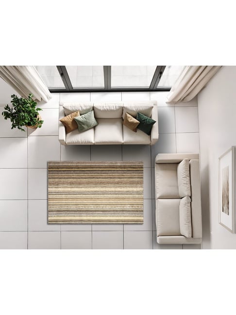 Saral Home Brown Polyester Stripes Antiskid Backing Modern Design Floor Carpet-picture-22