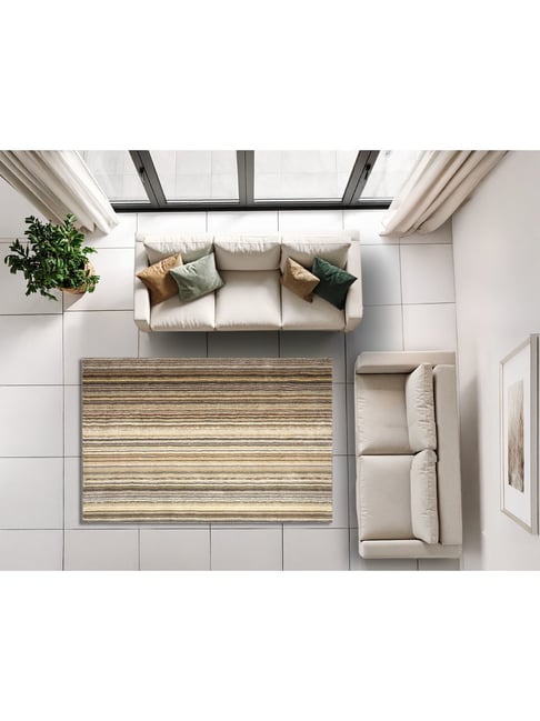 Saral Home Brown Polyester Stripes Antiskid Backing Modern Design Floor Carpet-picture-23