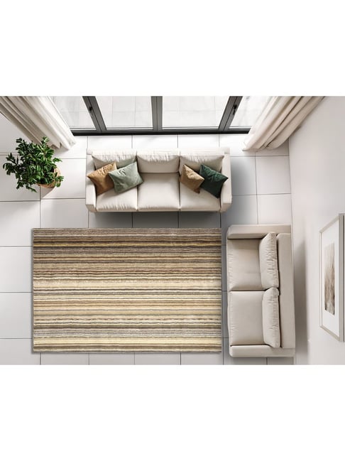 Saral Home Brown Polyester Stripes Antiskid Backing Modern Design Floor Carpet-picture-21