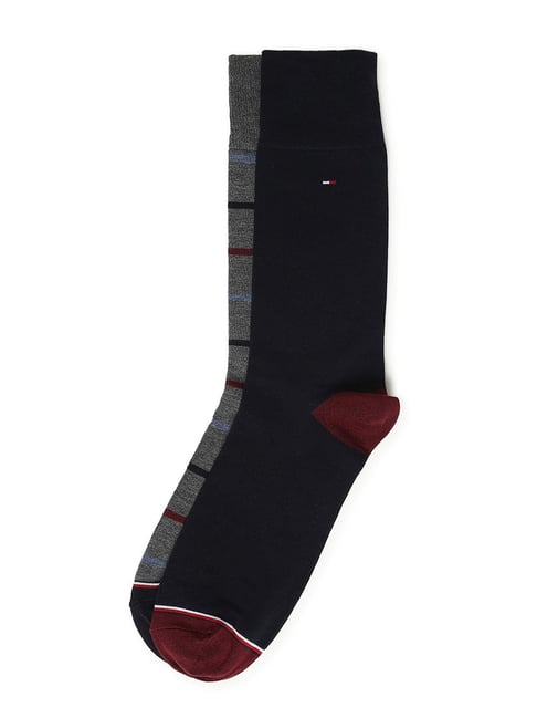 Tommy Hilfiger Striped Grey Cotton Socks, Pack of 2-picture-28