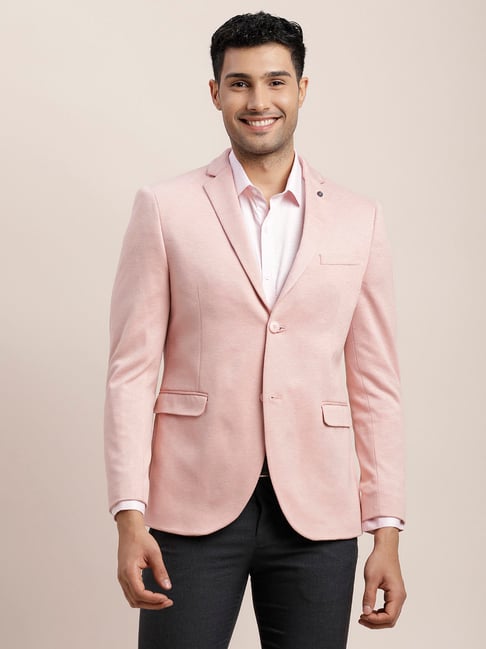 Pink Blazer Pink And White Coat Allen Solly Pink Regular Fit Blazer