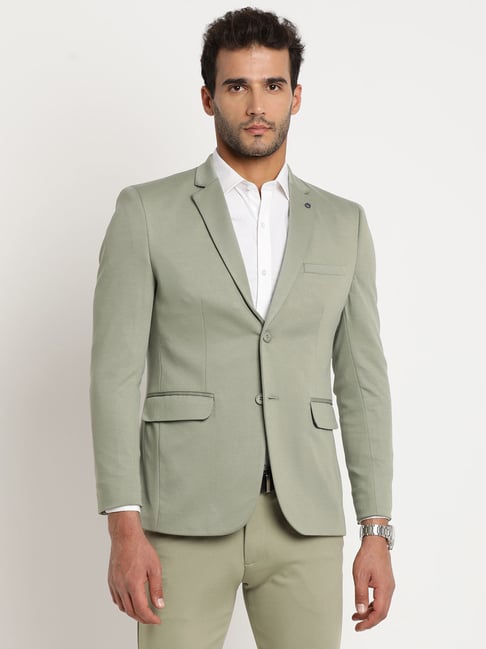 Turtle Olive Relaxed Fit Texture Blazer-picture-45