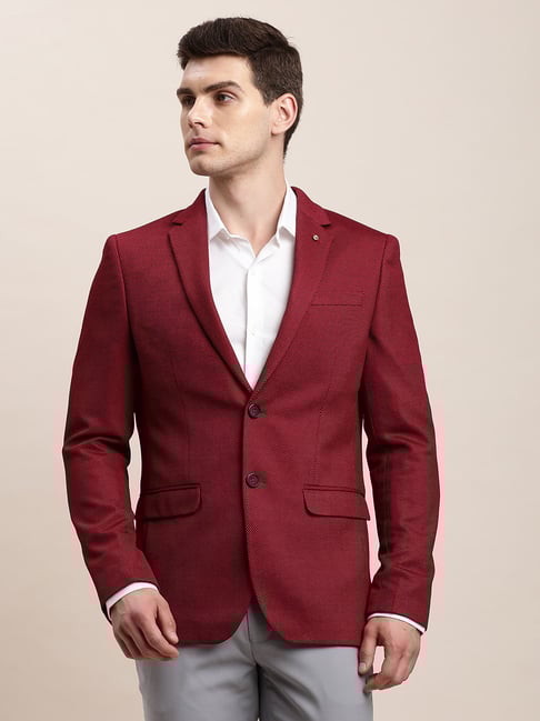 Turtle Red Relaxed Fit Texture Blazer-picture-20