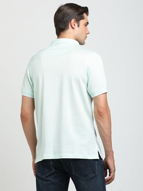 Turtle Mint Green Cotton Slim Fit Polo T-Shirt