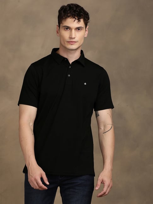 Turtle Black Slim Fit Polo T-Shirt