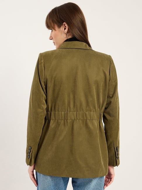 FEMMELLA Olive Regular Fit Solid Blazer