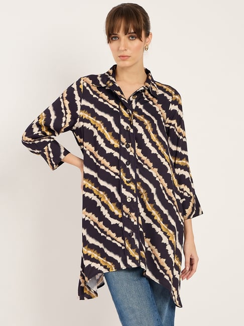 FEMMELLA Navy Blue Relaxed Fit Abstract Casual Shirt-picture-33
