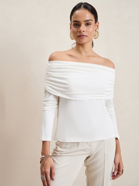 FEMMELLA White Regular Fit Solid Top