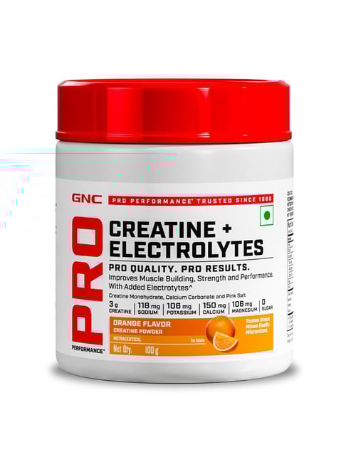 GNC Creatine+ Electrolytes Boosts Muscle Growth, Hydration, Energy & Recovery - 250g Orange