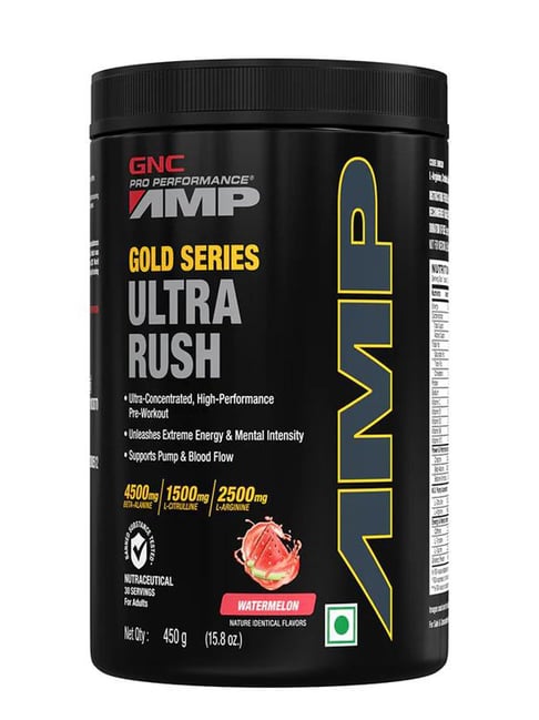 GNC AMP Gold Series Ultra Rush Powerful Muscle Pump - 450 gm Watermelon