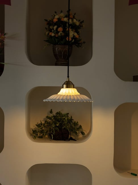 Kridha Living White Glass Blanco Ceiling Light