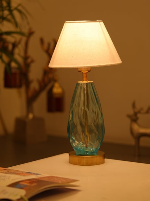 Kridha Living Blue & White Glass Crystallis Table Lamp