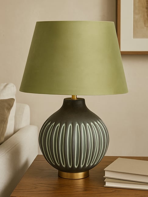 Kridha Living Green Glass Avior Table Lamp