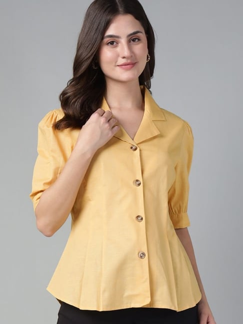 Hancock Mustard Cotton Solid Shirt-picture-34