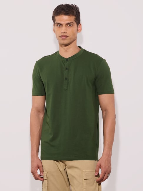 Hoversoul Olive Cotton Regular T-Shirt