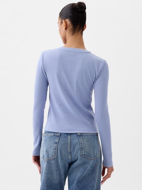 GAP Blue Solid Long Sleeves Ribbed Cardigan