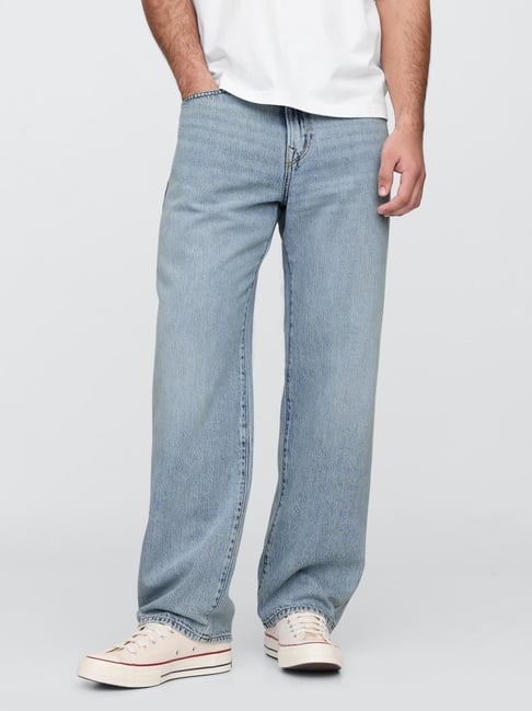 GAP Blue Relaxed Fit Solid Jeans