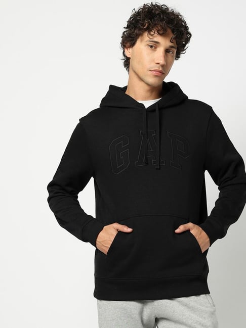 GAP Black Regular Fit Embroidered Hooded Sweatshirt-picture-22
