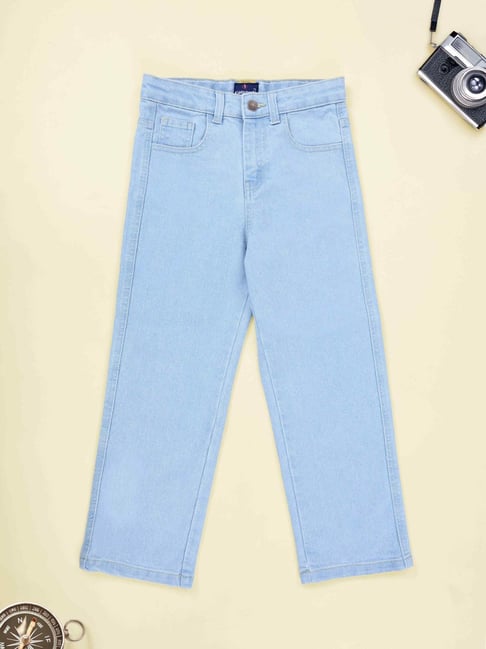 Kiddopanti Boys Ice Wash Blue Denim Regular Fit Jeans