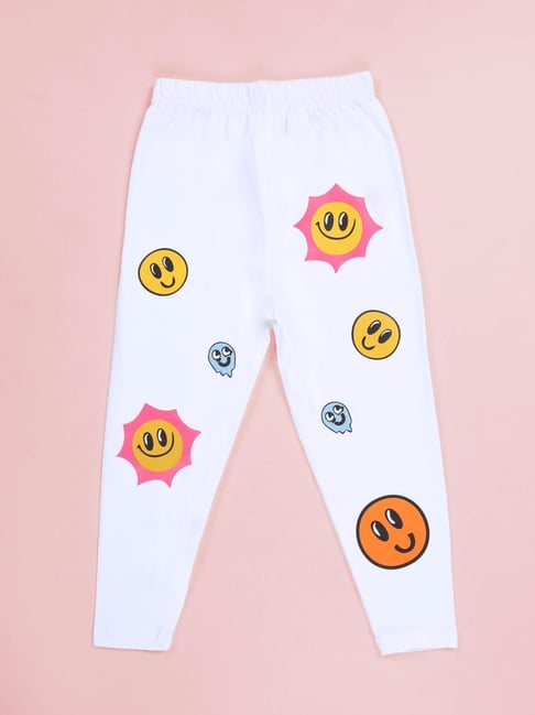 Kiddopanti Girls White Printed Regular Fit Leggings-picture-15