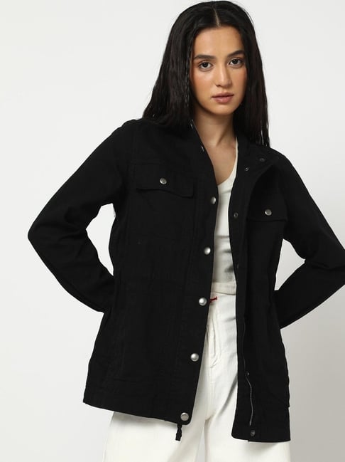 GAP Black Cotton Solid Long Sleeves Jacket-picture-36