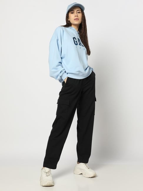 GAP Black Cotton Solid Cargo Pants-picture-35