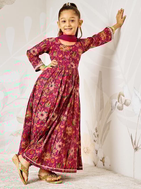 Vastramay Girls Falsa Cotton Regular Fit Floral Print Suit Set-picture-24