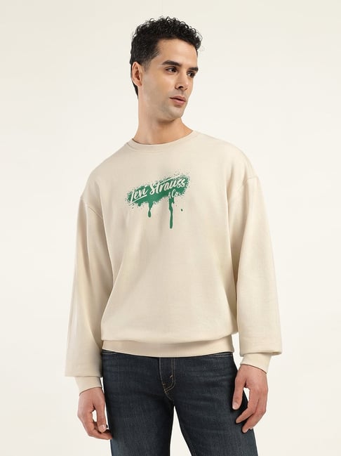 Levi's Beige Cotton Regular Fit Logo Printed Sweatshirt-picture-24