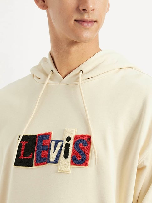 Mens Hoodies Beige Levis Hoodie Levi's Beige Cotton Relaxed Fit