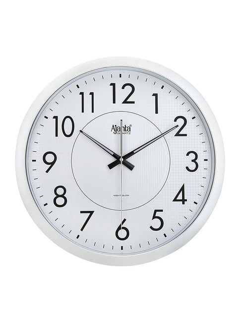 Orpat Ajanta Silent Sweep 14 Inches Night Glow Radium Wall Clock for Home  Night Vision Clock (White)