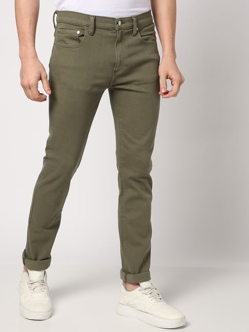 GAP Olive Skinny Fit Solid Jeans-picture-17