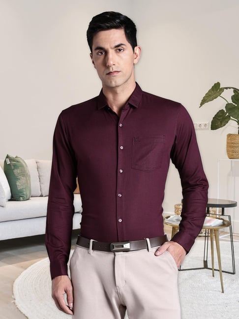 Kuons Avenue Wine Cotton Chevron Shirt