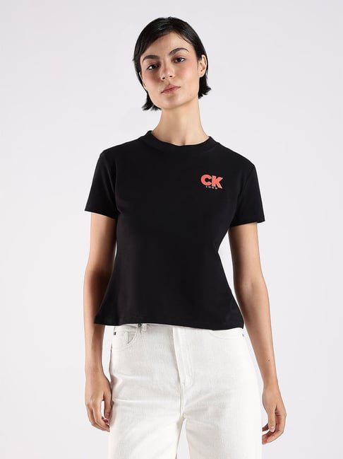 Calvin Klein Jeans Black Cotton Slim Fit T-Shirt-picture-42