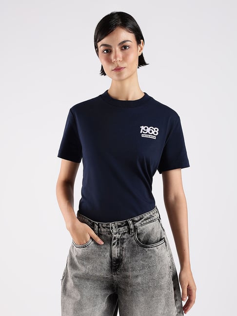 Calvin Klein Jeans Navy Cotton Regular Fit T-Shirt-picture-10