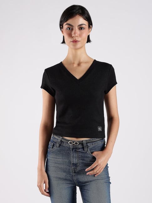 Calvin Klein Jeans Black Cotton Slim Fit T-Shirt-picture-35