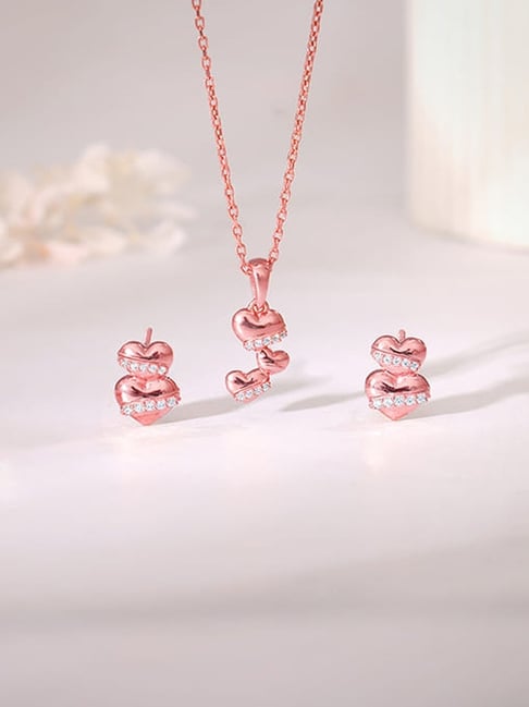 GIVA 925 Sterling Silver Rose Gold Set for Women