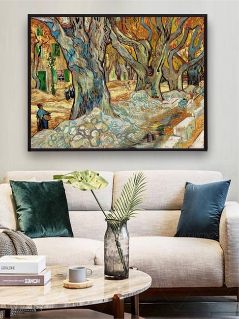The Art House Yellow & Blue The Large Plane Trees By Van Gogh Framed Painting - 28 x 23 Inch-picture-31