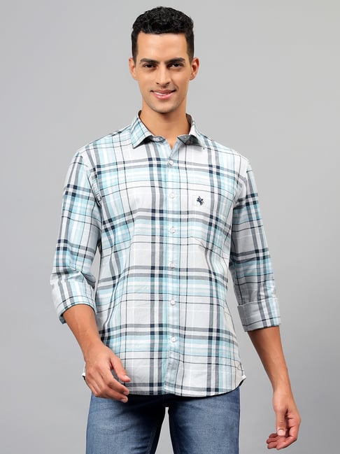 Cantabil Grey Cotton Regular Fit Checked Casual Shirt-picture-12