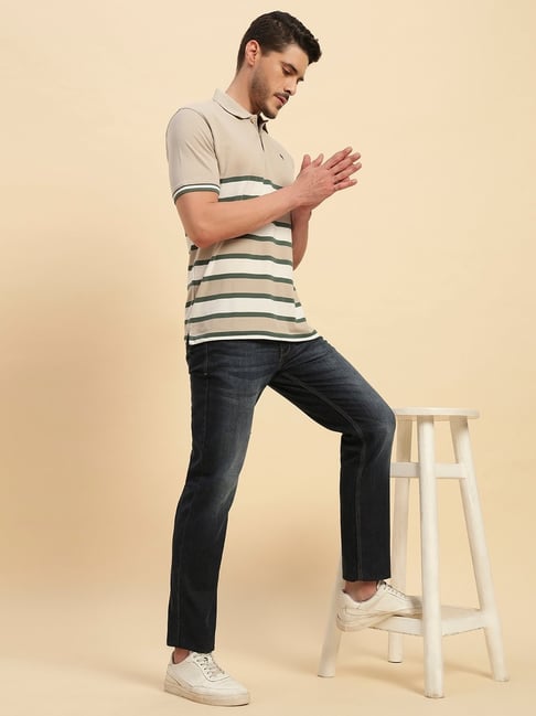 Cantabil Dark Blue Regular Fit Solid Denim Jeans