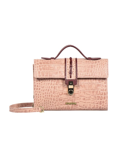 Hidesign EOSS Pink Animal Effect Small Leather Cross Body Bag
