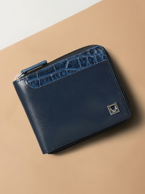 Hidesign EOSS Blue Animal Effect Small Leather Zip Around Wallet