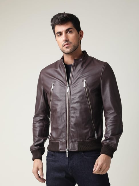 Rare Rabbit Maroon Regular Fit Solid Jacket