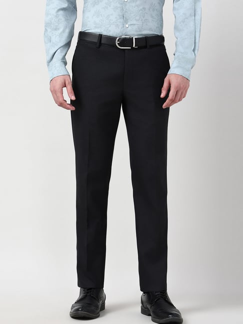 Peter England Black Slim Fit Trousers-picture-33