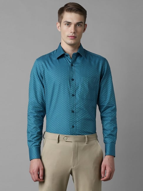 Louis Philippe Blue Cotton Regular Fit Printed Shirt-picture-31