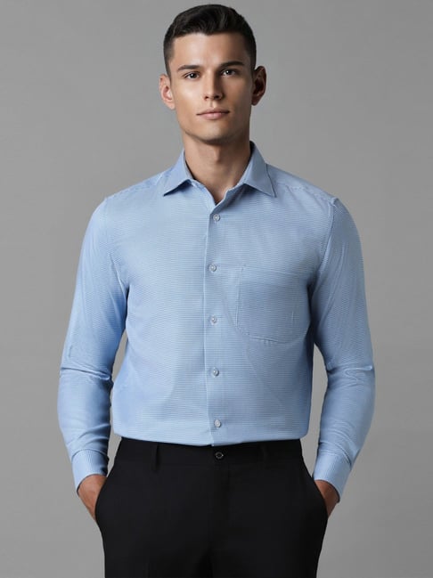 Louis Philippe Blue Cotton Regular Fit Printed Shirt-picture-20