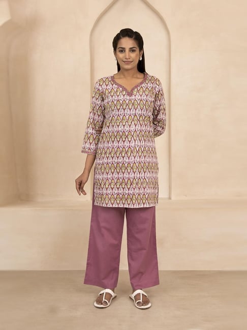 Shuddhi Maroon And Olive Cotton Printed Kurti-picture-42