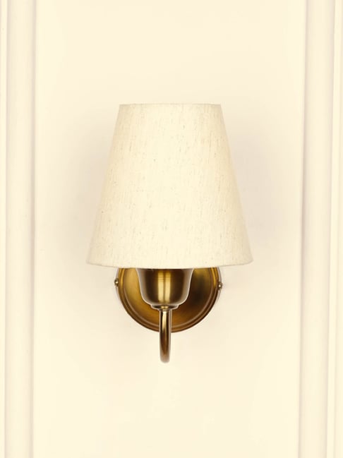 Divine Trends Gold Aluminium Antique Finish Curved Wall Lamp with Lampshade