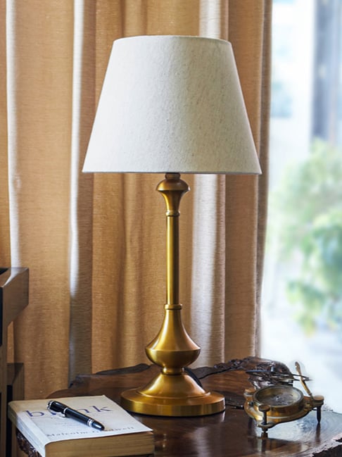 Divine Trends Gold Aluminium Antique Finish Table Lamp with Lampshade